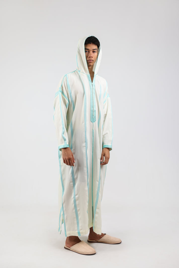 Djellaba Sousdi Royal White Cyan