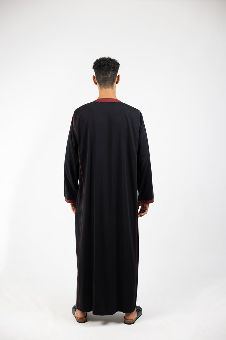 Caftan Men Fes Classic Black Burgundy